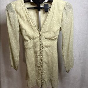 Abercrombie & Fitch Light Yellow Long Sleeve Dress